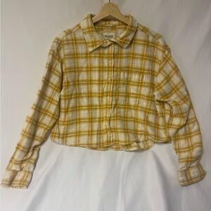 American Eagle Outfitters Yellow and White Plaid Button-Down Shirt